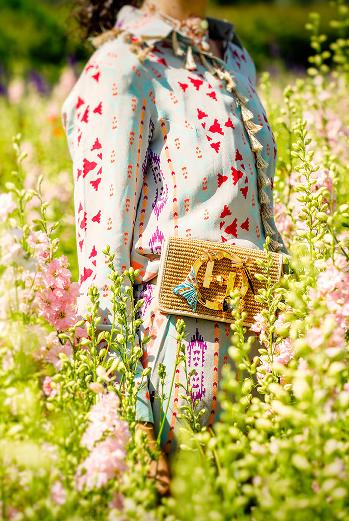 Tamara Grey Printed Crepe Jumpsuit