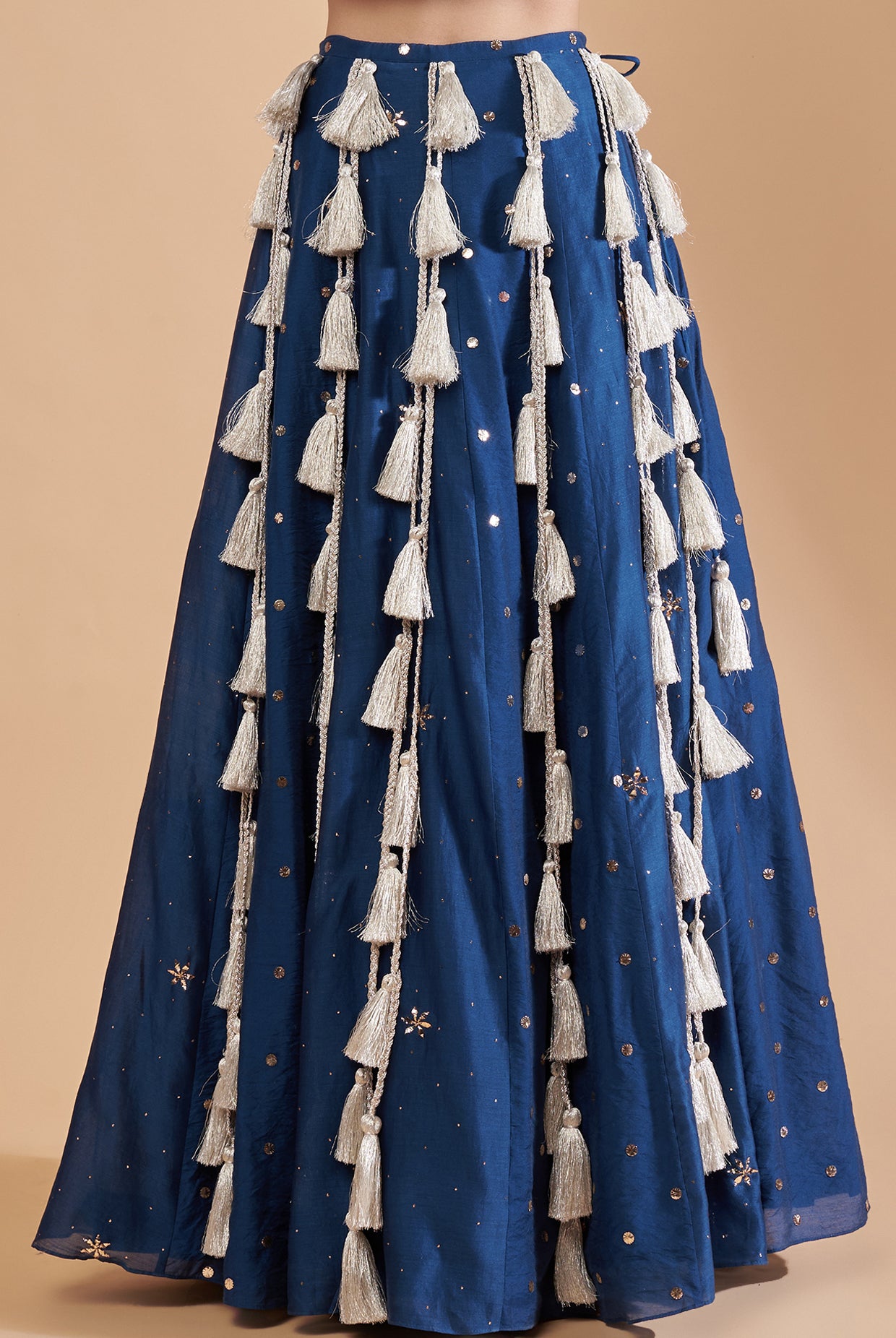 Teal Blue Embroidered Choli With Lehenga And Dupatta