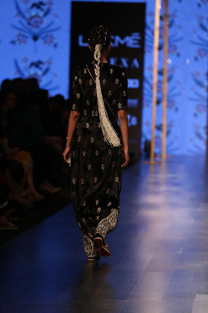 Uzbek Black Velvet Low Crotch Pant Jumpsuit