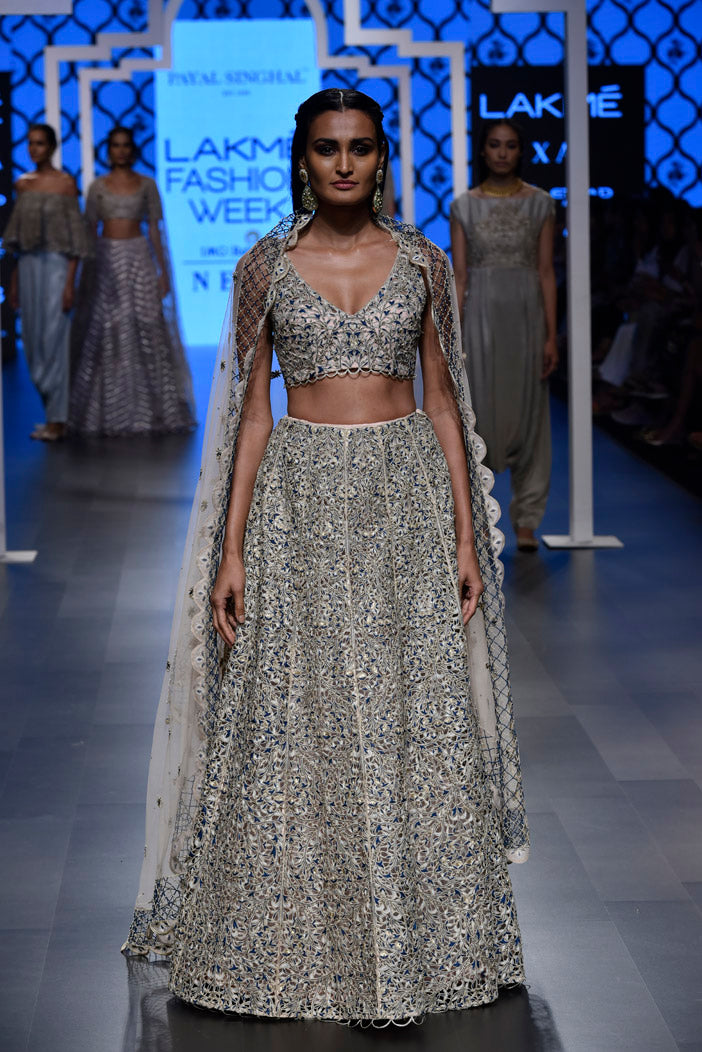 Zainab Blush Silk Choli and Lehenga with Tulle Dupatta