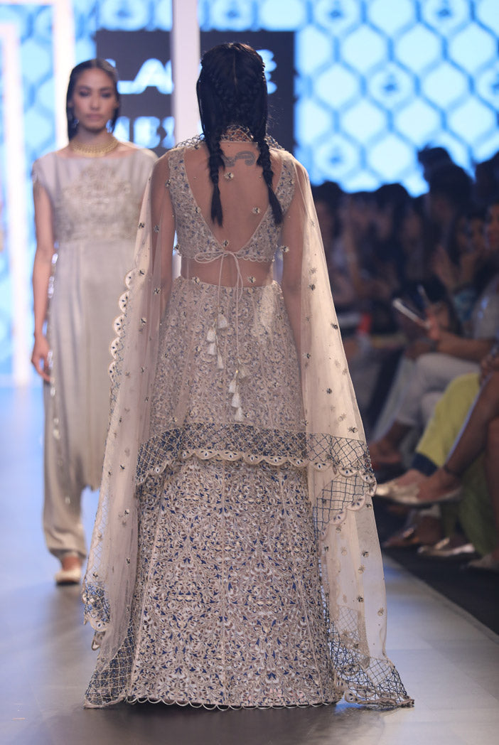Zainab Blush Silk Choli and Lehenga with Tulle Dupatta