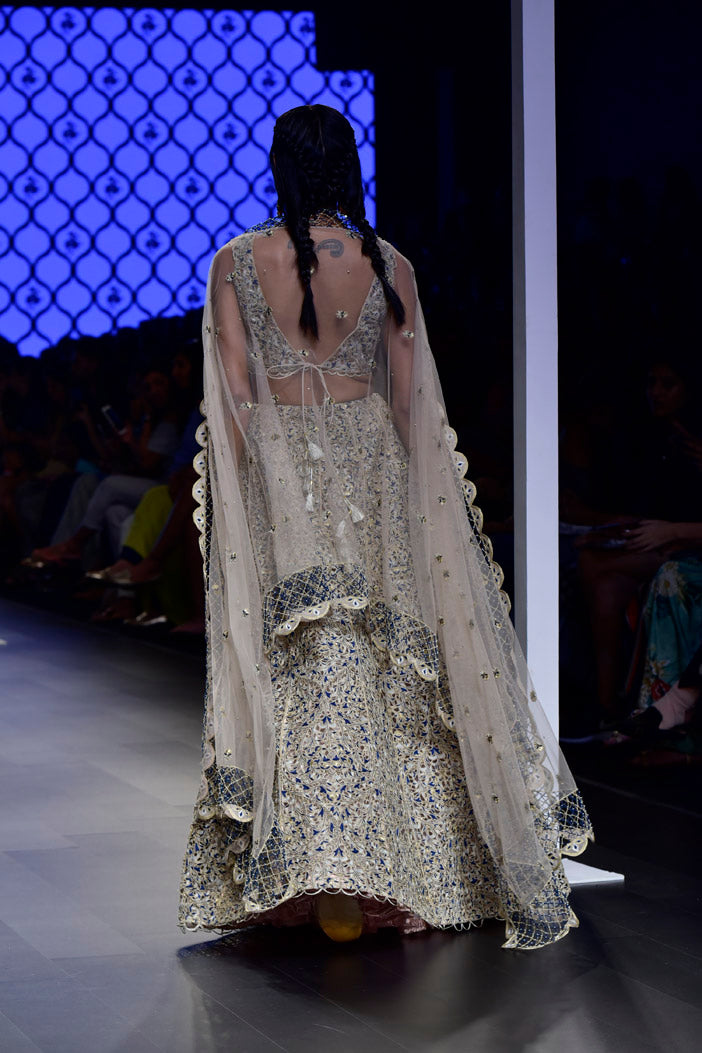 Zainab Blush Silk Choli and Lehenga with Tulle Dupatta