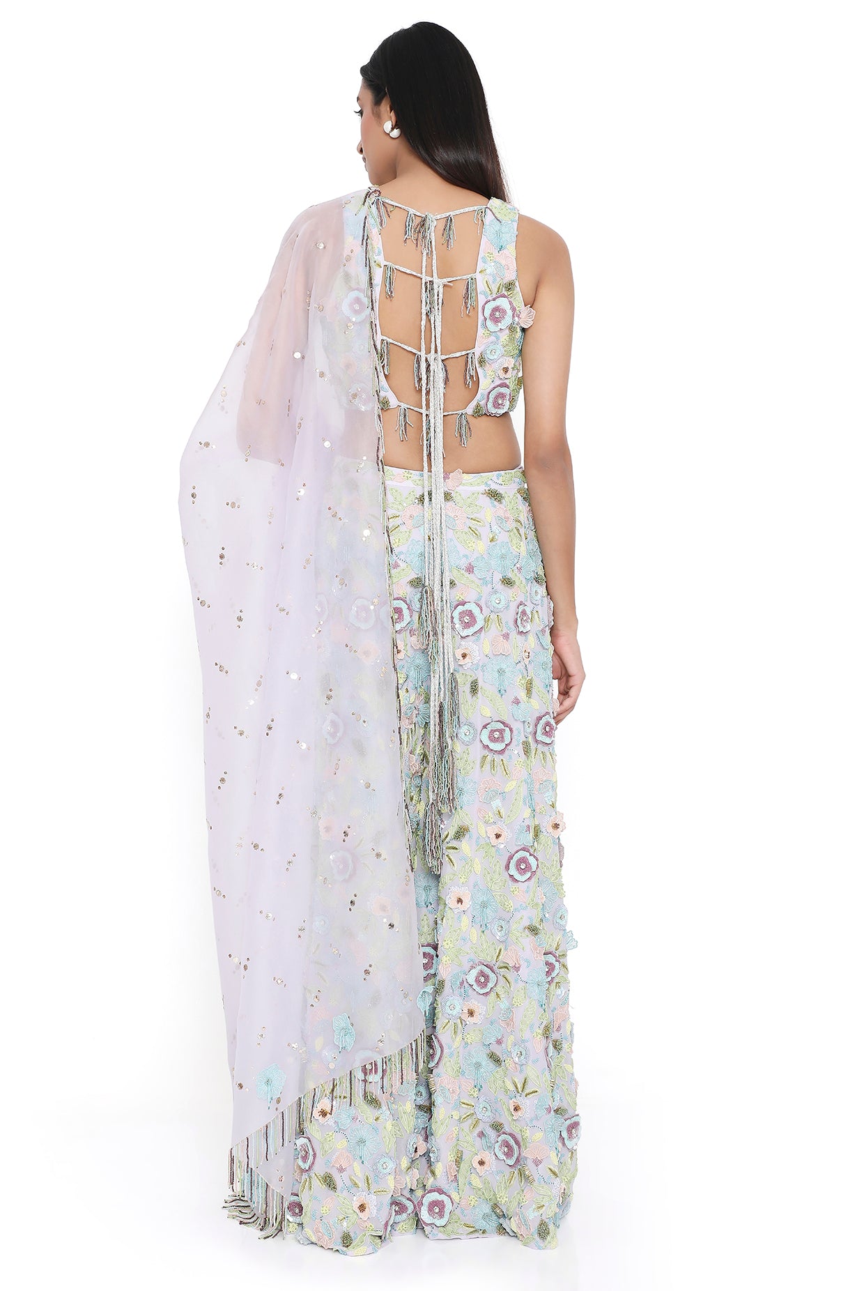 Zinnia Lavender Embroidered Choli And Sharara With Dupatta