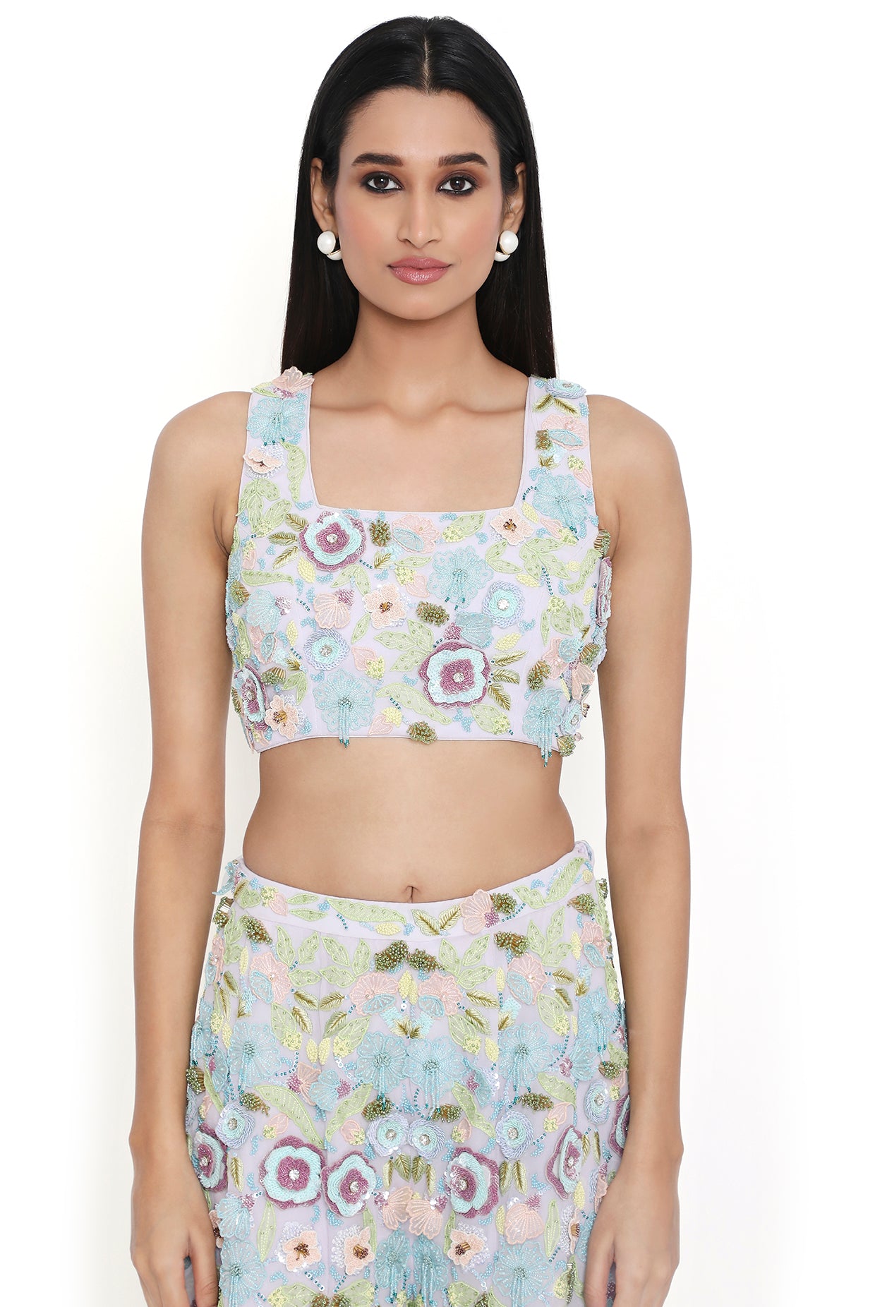 Zinnia Lavender Embroidered Choli And Sharara With Dupatta