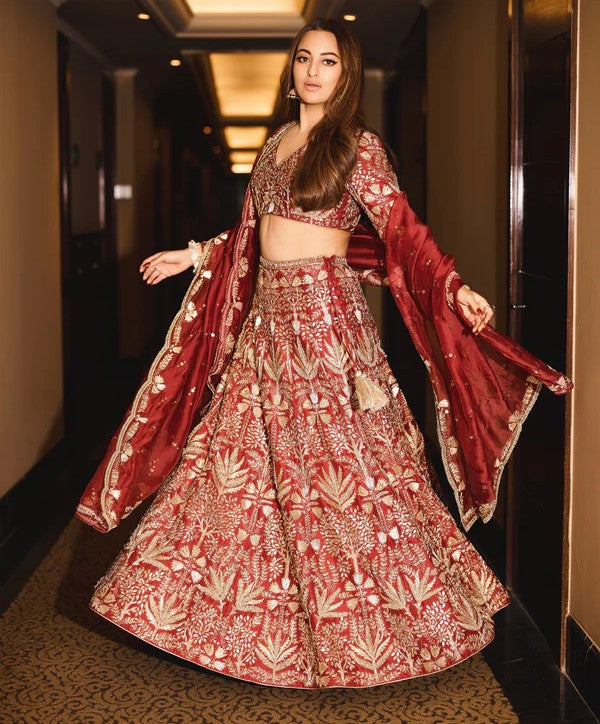 Sonakshi Sinha’s red Payal Singhal lehenga took 1,000 hours to embroider