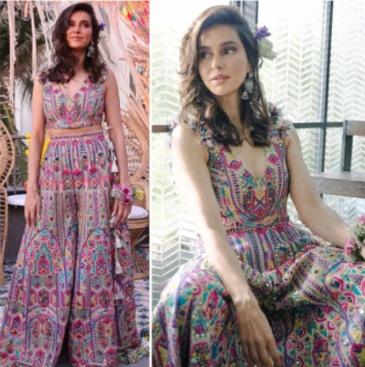 Shibani Dandekar was a boho bride-to-be in Payal Singhal co-ord set at her Mehendi function with Farhan Akhtar