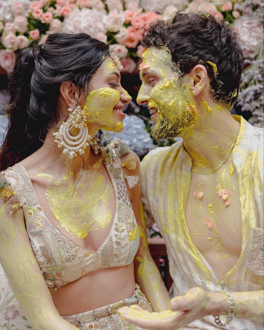 Alanna Panday and Ivor McCray shine in ivory outfits in haldi ceremony