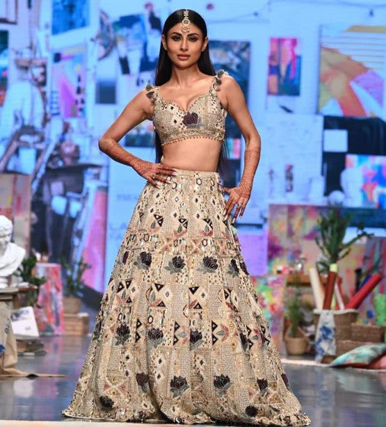 Mouni Roy In A Patchwork Mirror Work Lehenga Is Perfect For All The Modern Brides-To-Be