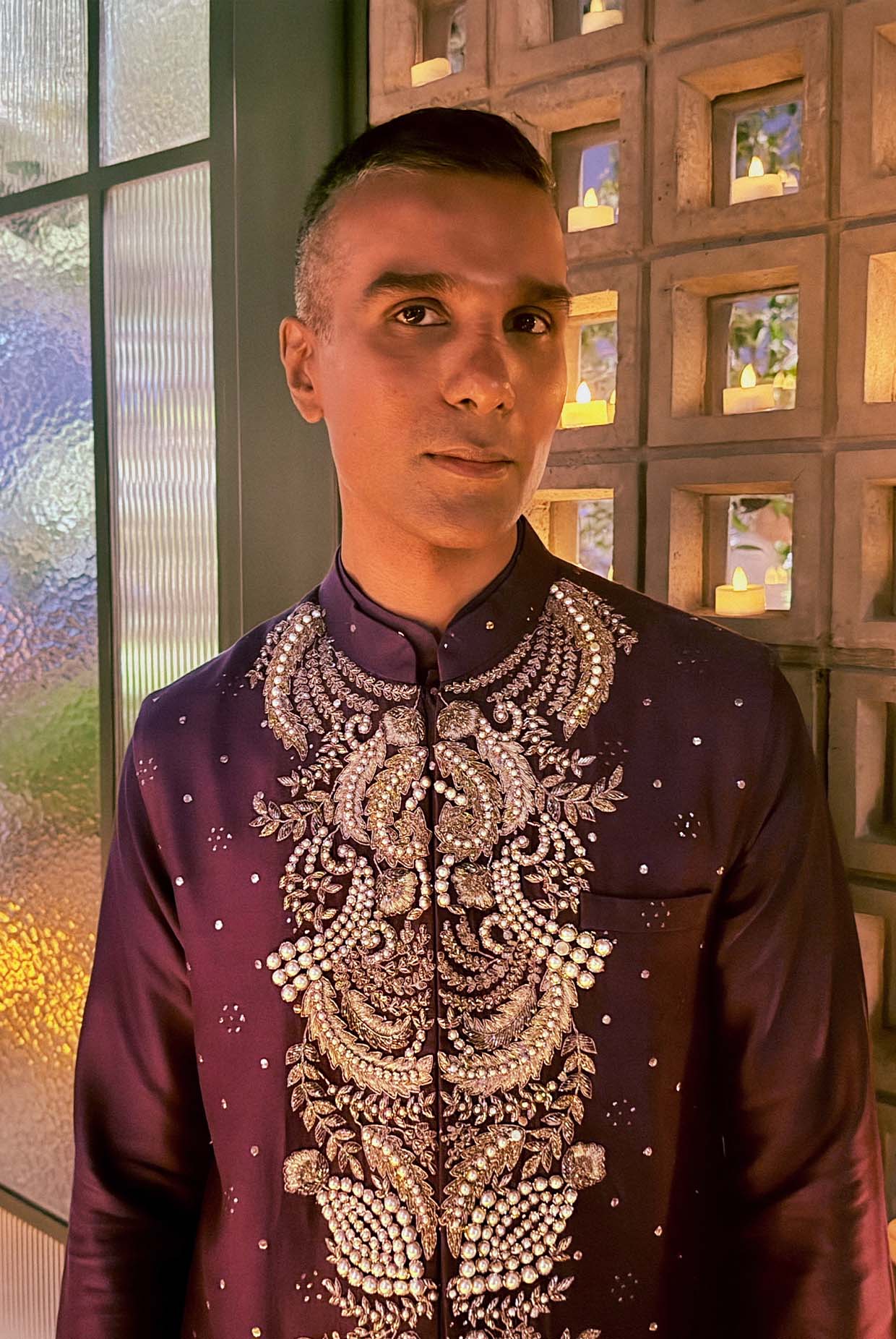 Purple Embroidered Bandi And Kurta With Churidar
