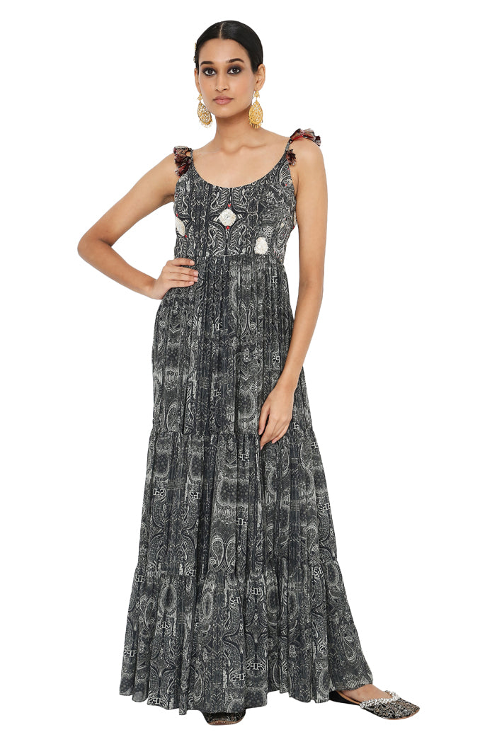 Nadira Printed Georgette Embroidered Anarkali With Churidar
