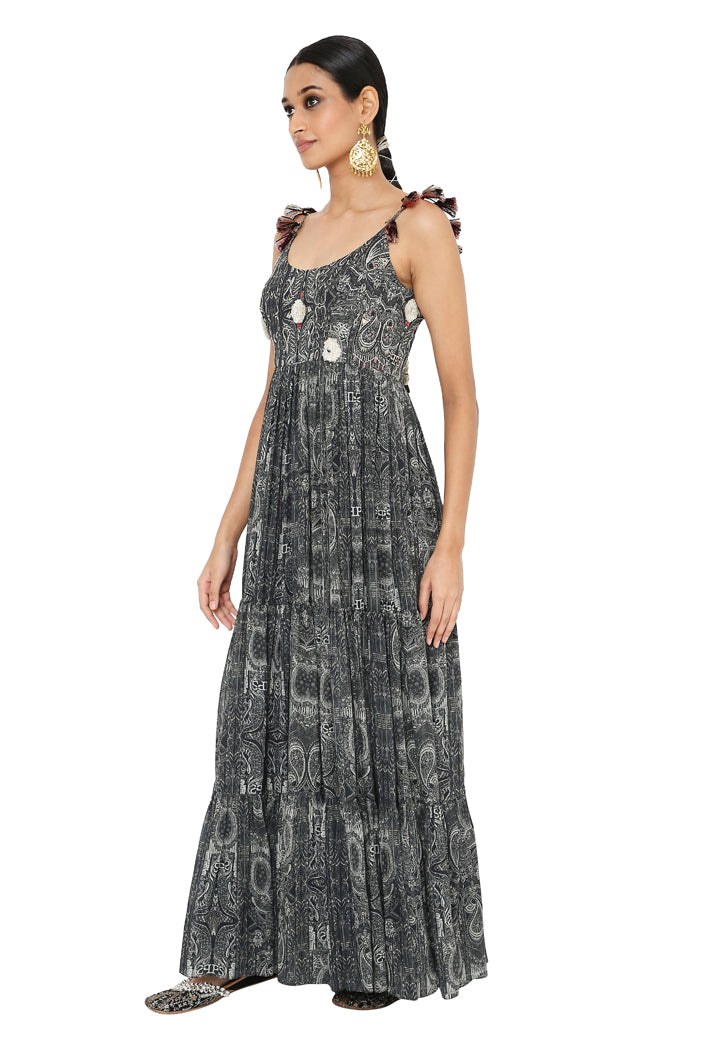 Nadira Printed Georgette Embroidered Anarkali With Churidar
