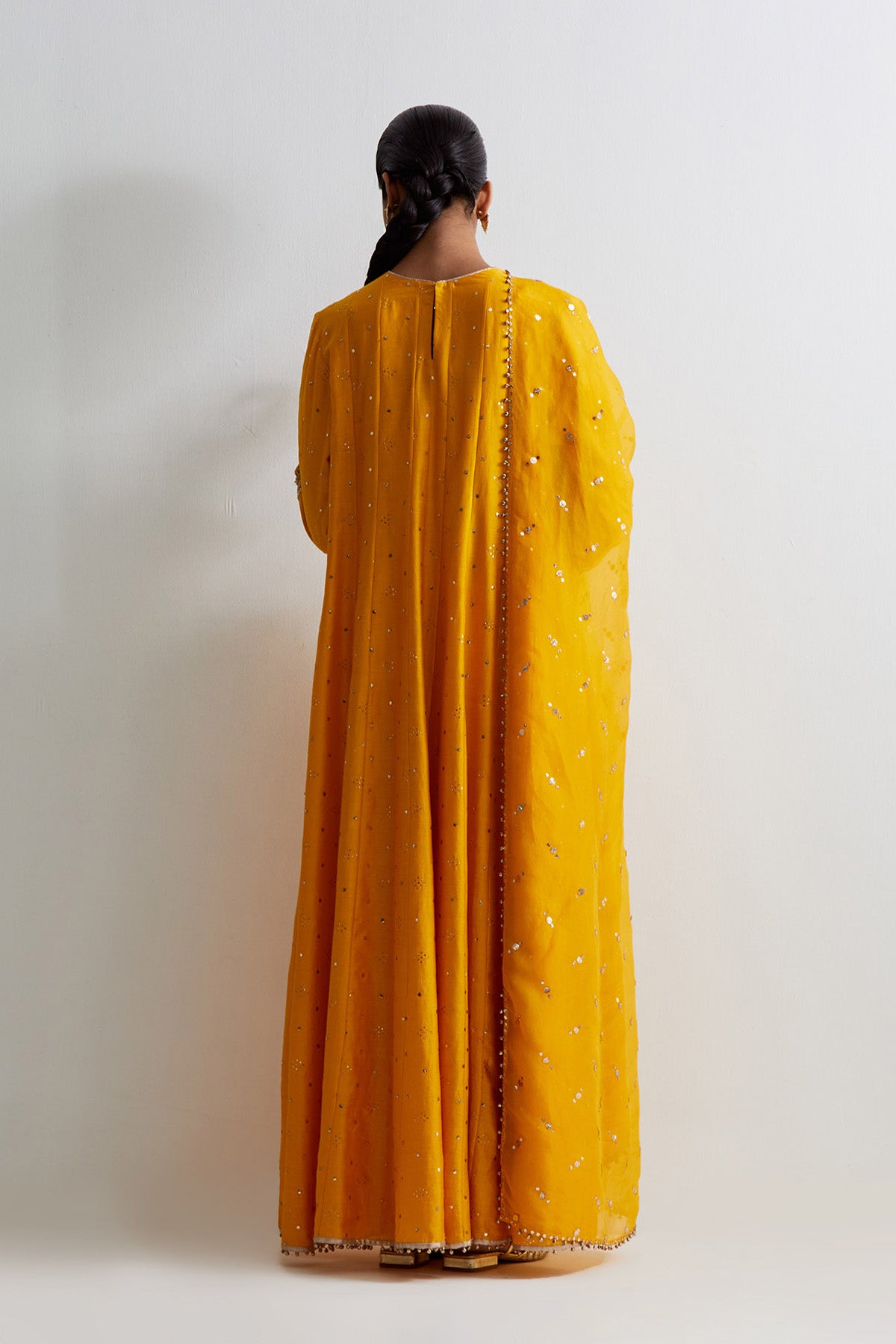 Yellow Embroidered Anarkali With Churidar And Dupatta