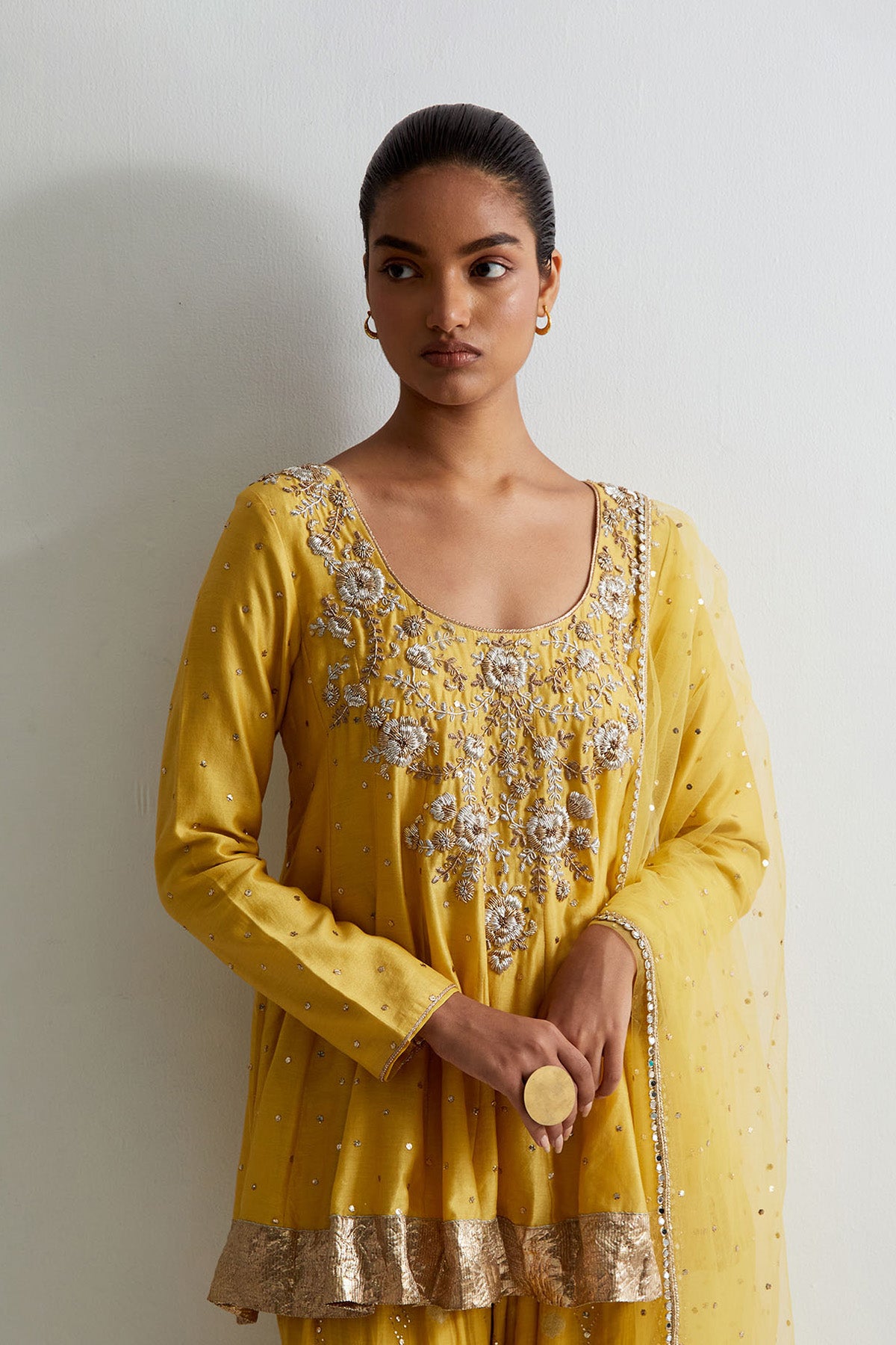 Haldi Yellow Embroidered Anarkali With Salwar And Dupatta