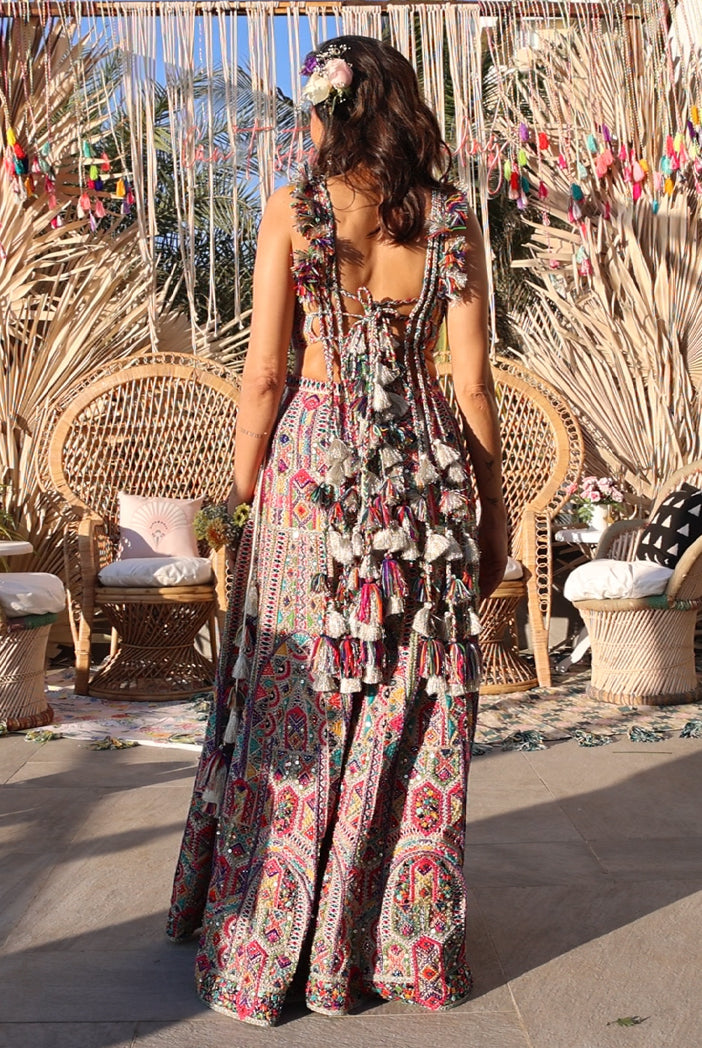 Off-White Colour Georgette Embroidered Sharara Set