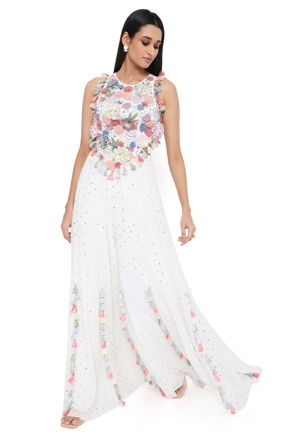 Myza  Off White Embroidered Choli With Sharara