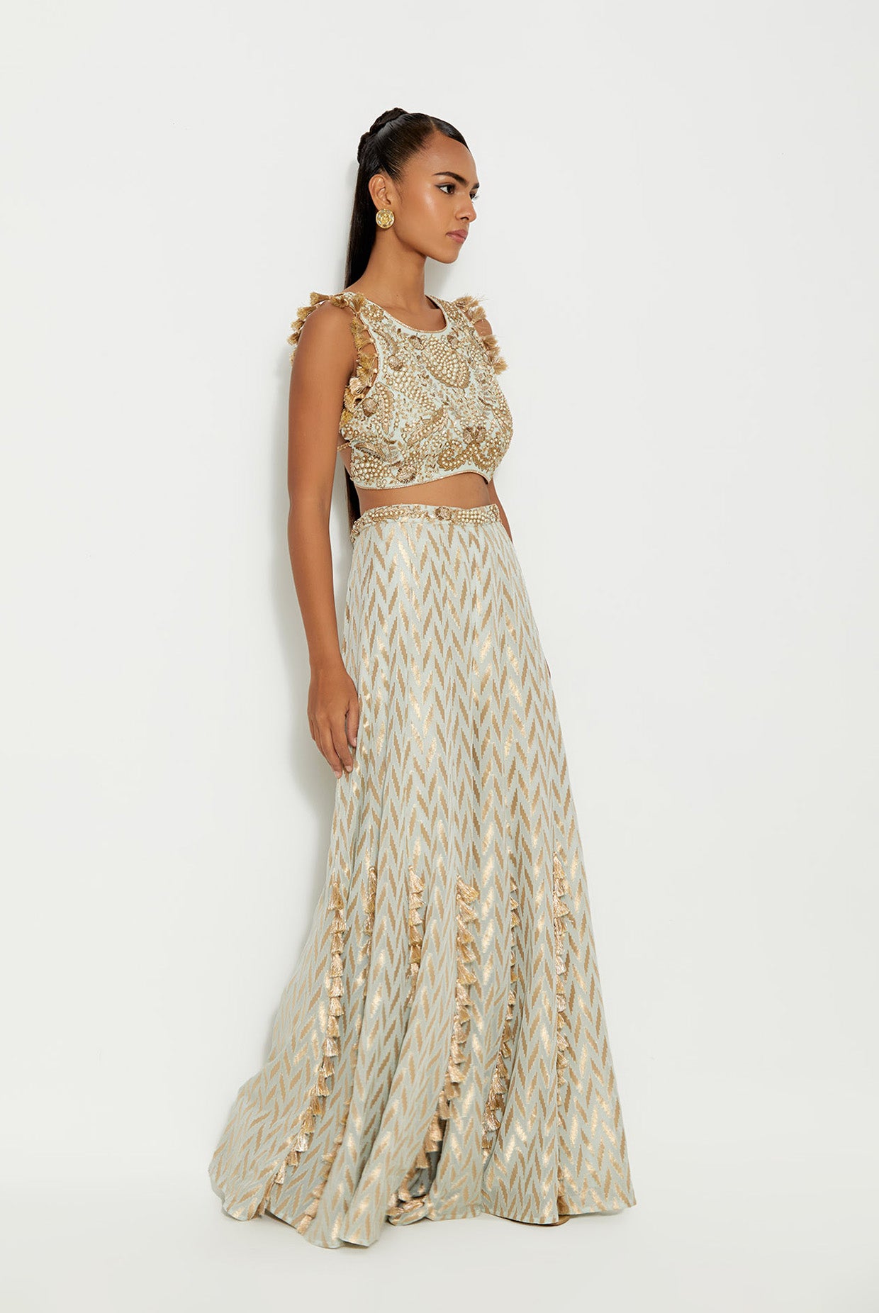 ZARINA POWDER BLUE EMBROIDERED CHOLI AND SHARARA