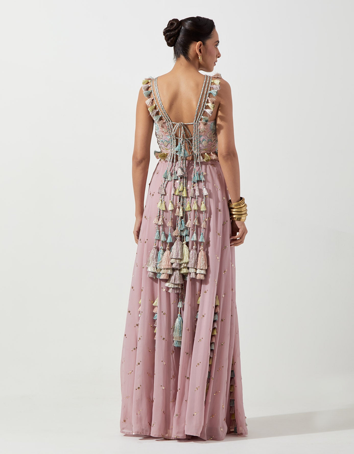 Lilac Georgette Embroidered Choli And Sharara