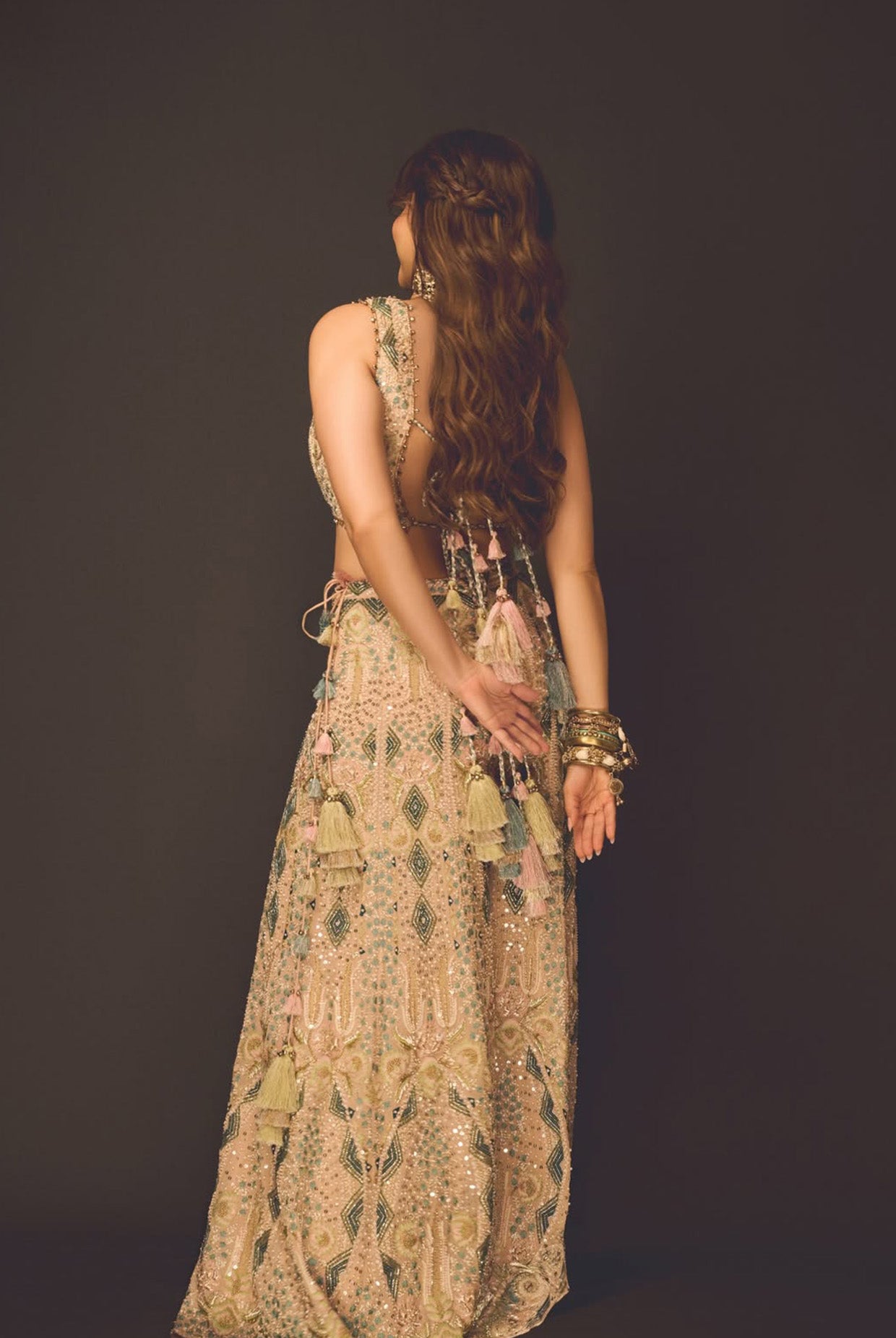 Blush Pink Georgette Embroidered Choli With Sharara And Dupatta