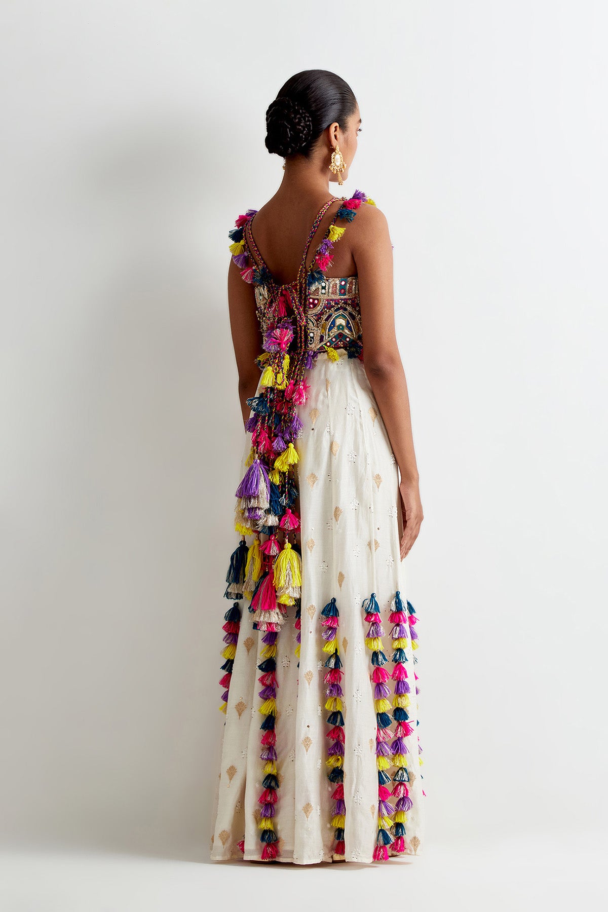 Off-White Georgette Embroidered Choli And Banarasi Silkmul Sharara