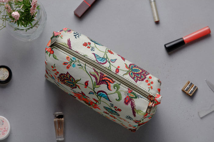 Khaki Chidiya Print Medium Sized Vanity Kit