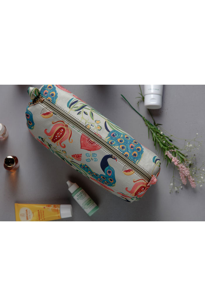 Khaki Anaar Aur Mor Print Large Sized Vanity Kit