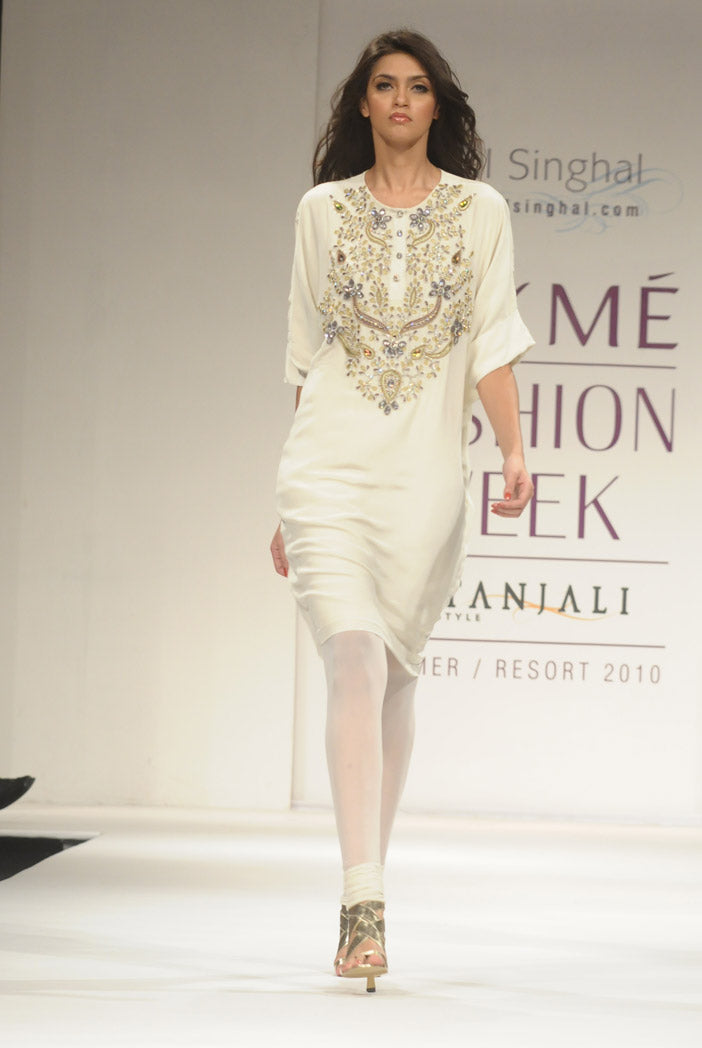 Ayesha Cream Kaftan Kurta with churidar