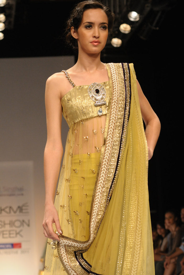 Olive Green Mukaish Kurta with Softnet churidar