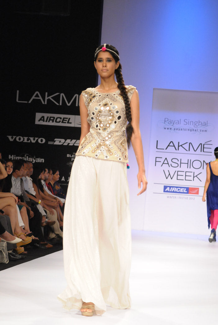 Mirrorwork Backless Choli with Mukaish Palazzo