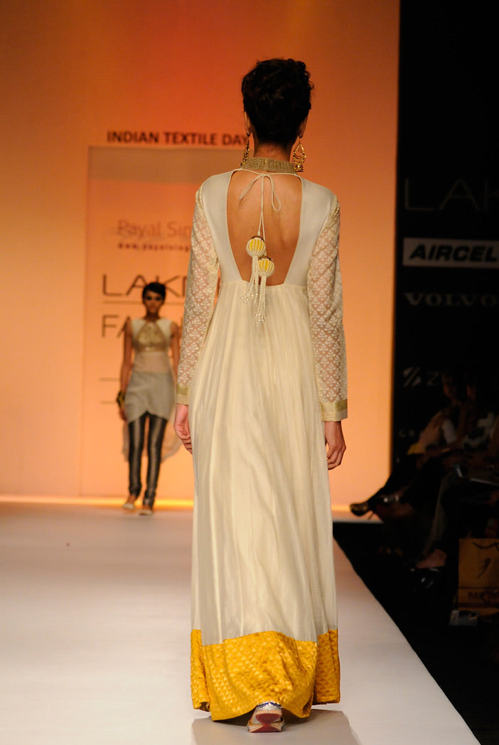 Sanea Cream Katarva Cotton Long Anarkali