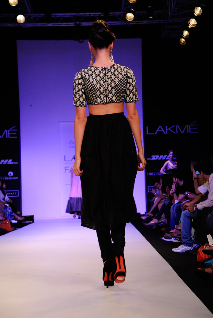 Samia Black Silkmul Choli with Lehenga with Churidar