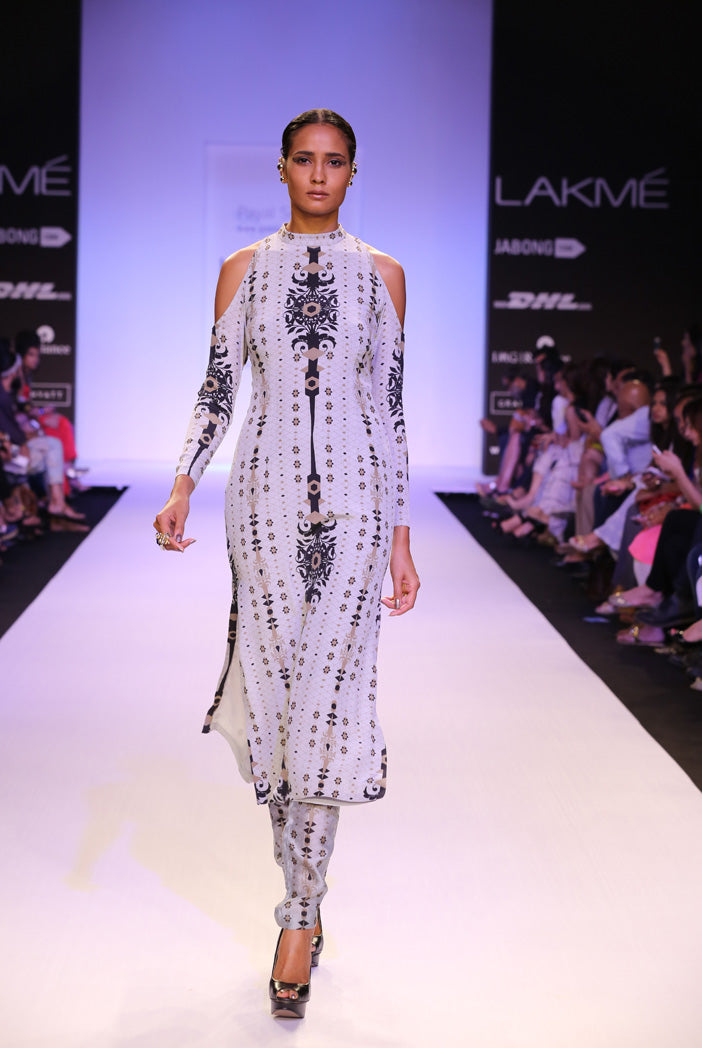 Mariam Pale Blue Printed Kurta with Printed Silkmul Churidar