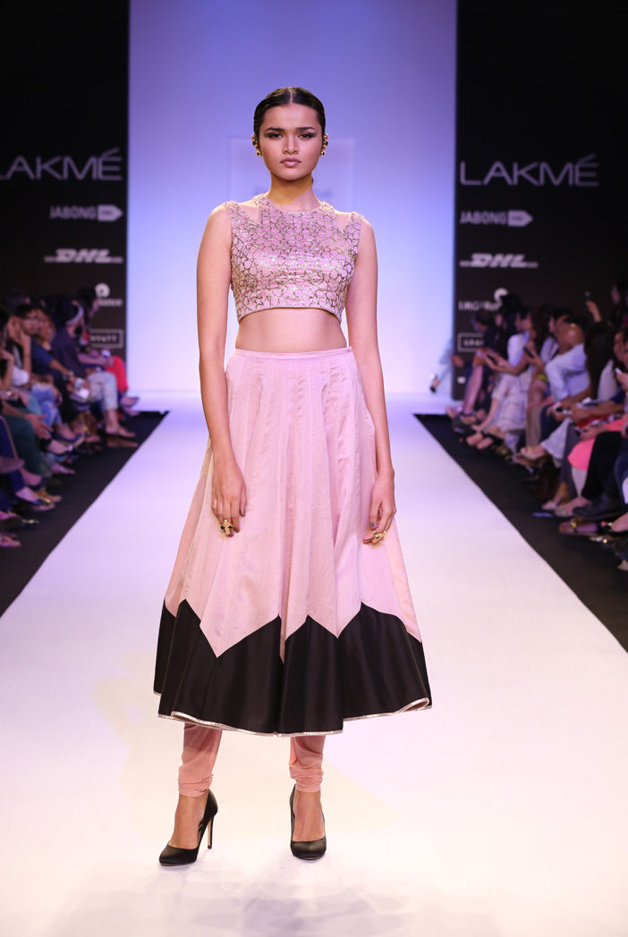 Afsar Dusky Rose Silkmul Choli with Churidar Skirt