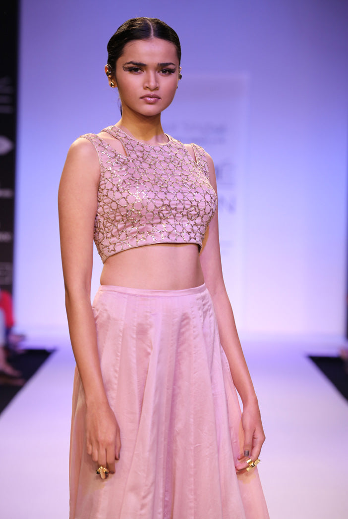Afsar Dusky Rose Silkmul Choli with Churidar Skirt