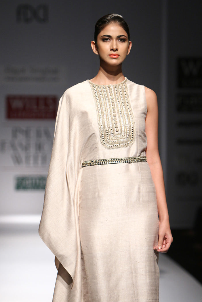 Firoza Stone Dupion Silk Kaftan