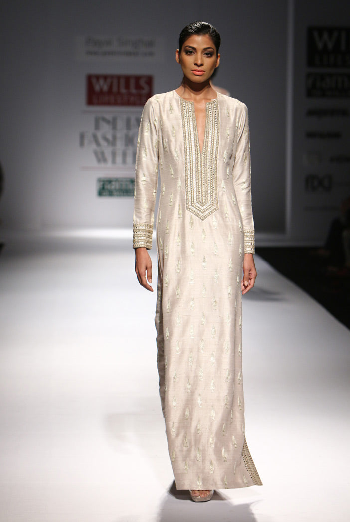 Shikara Stone Dupion Silk High Slit Kaftan