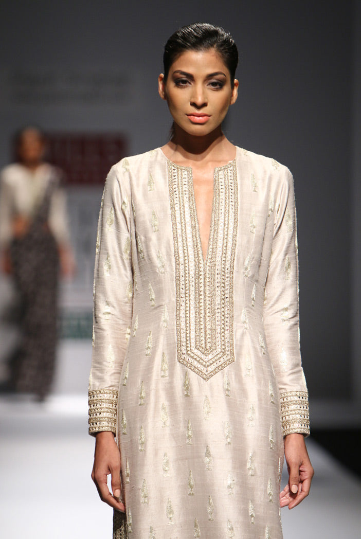 Shikara Stone Dupion Silk High Slit Kaftan