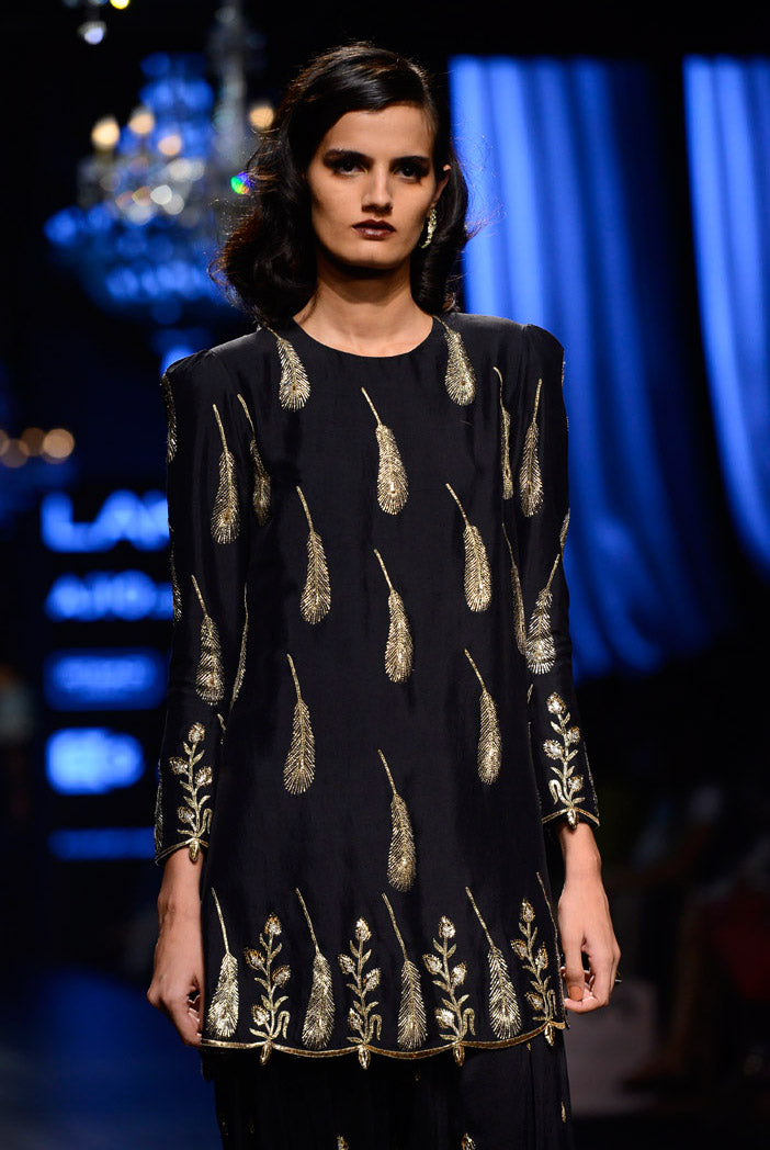 Dina Black Silk Kurta with Salwar