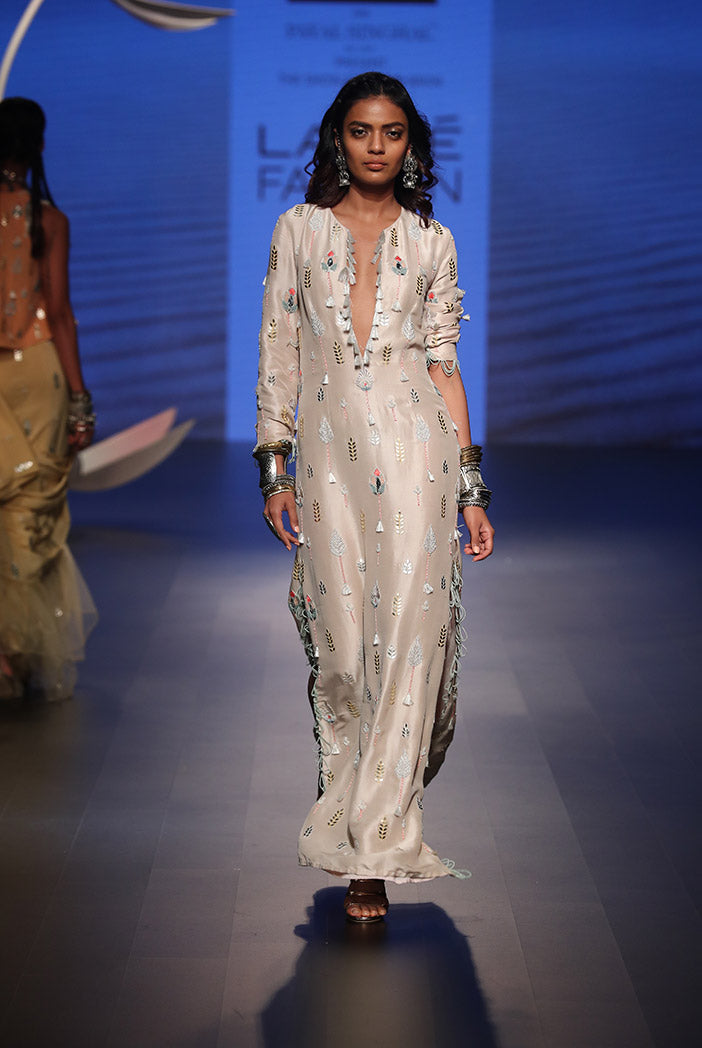 Beyza Stone Silk Kaftan