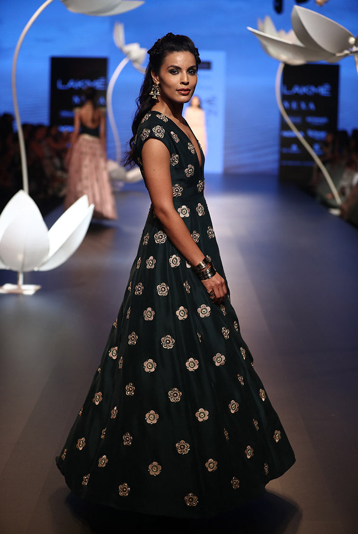 Esma Emerald Green Silk Gown