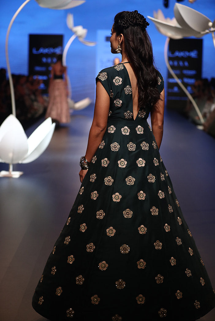 Esma Emerald Green Silk Gown