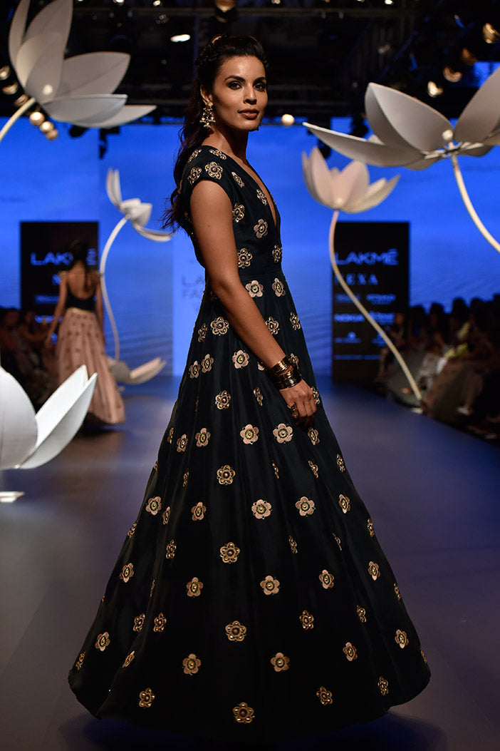 Esma Emerald Green Silk Gown