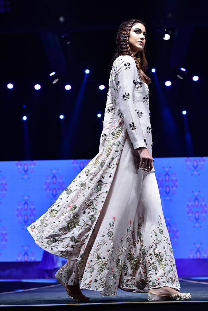 Izel Stone Silk High-Low Kurta with Sharara