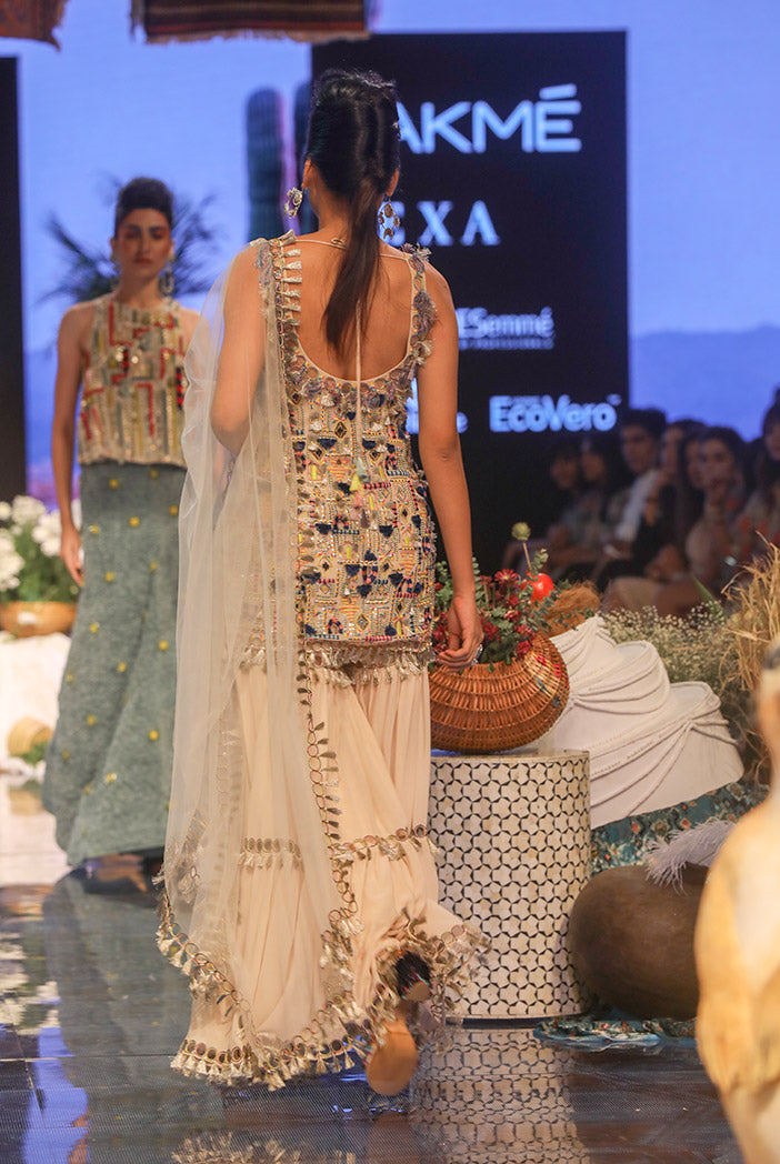 Ida Black Georgette Kurta with Sharara and Net Dupatta