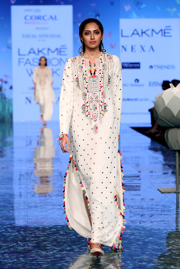 Adara Off White High Slit Kaftan