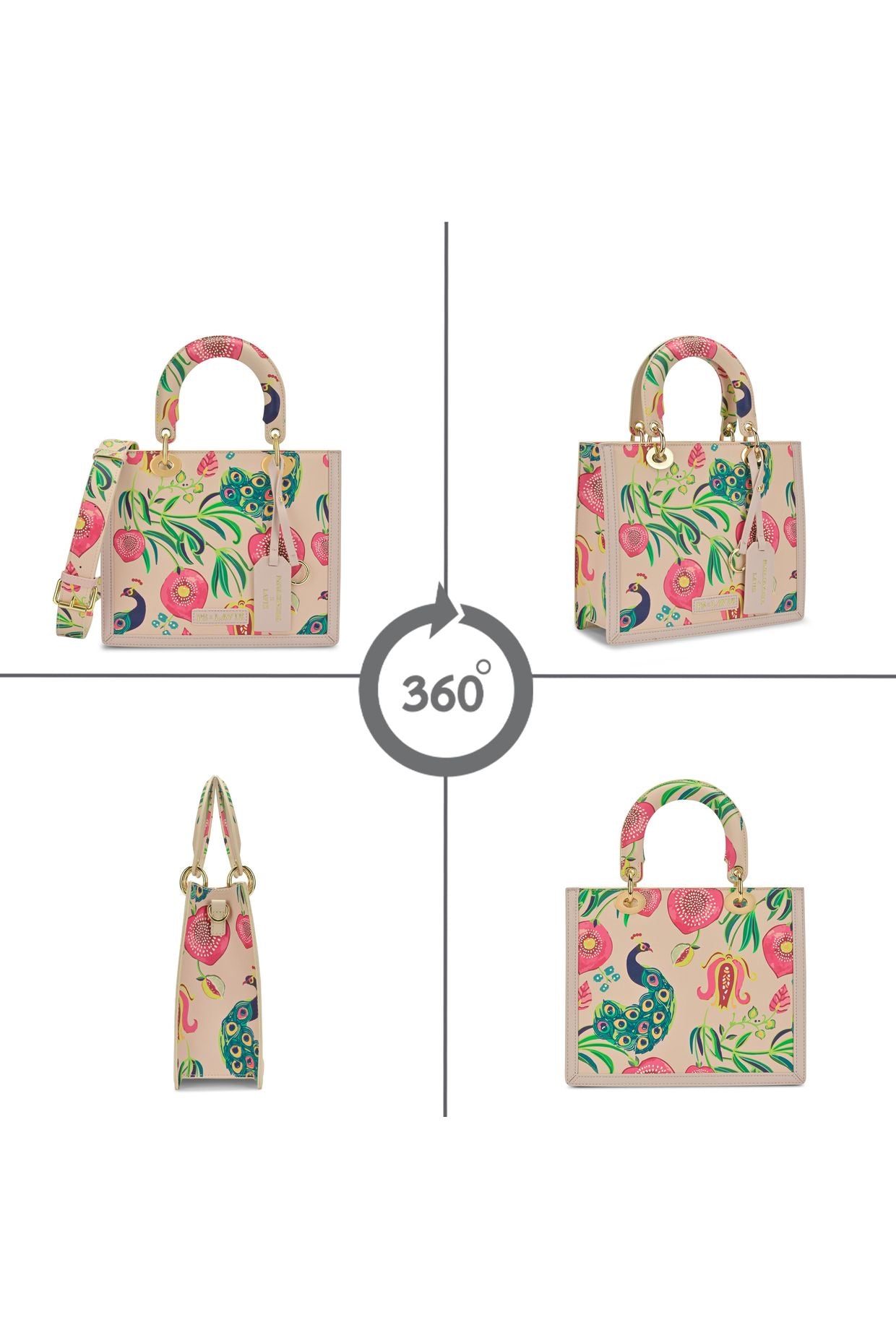 Lavie X Payal Singhal Limited Edition Pink Anar Mor Print Women's Box Satchel Handbag