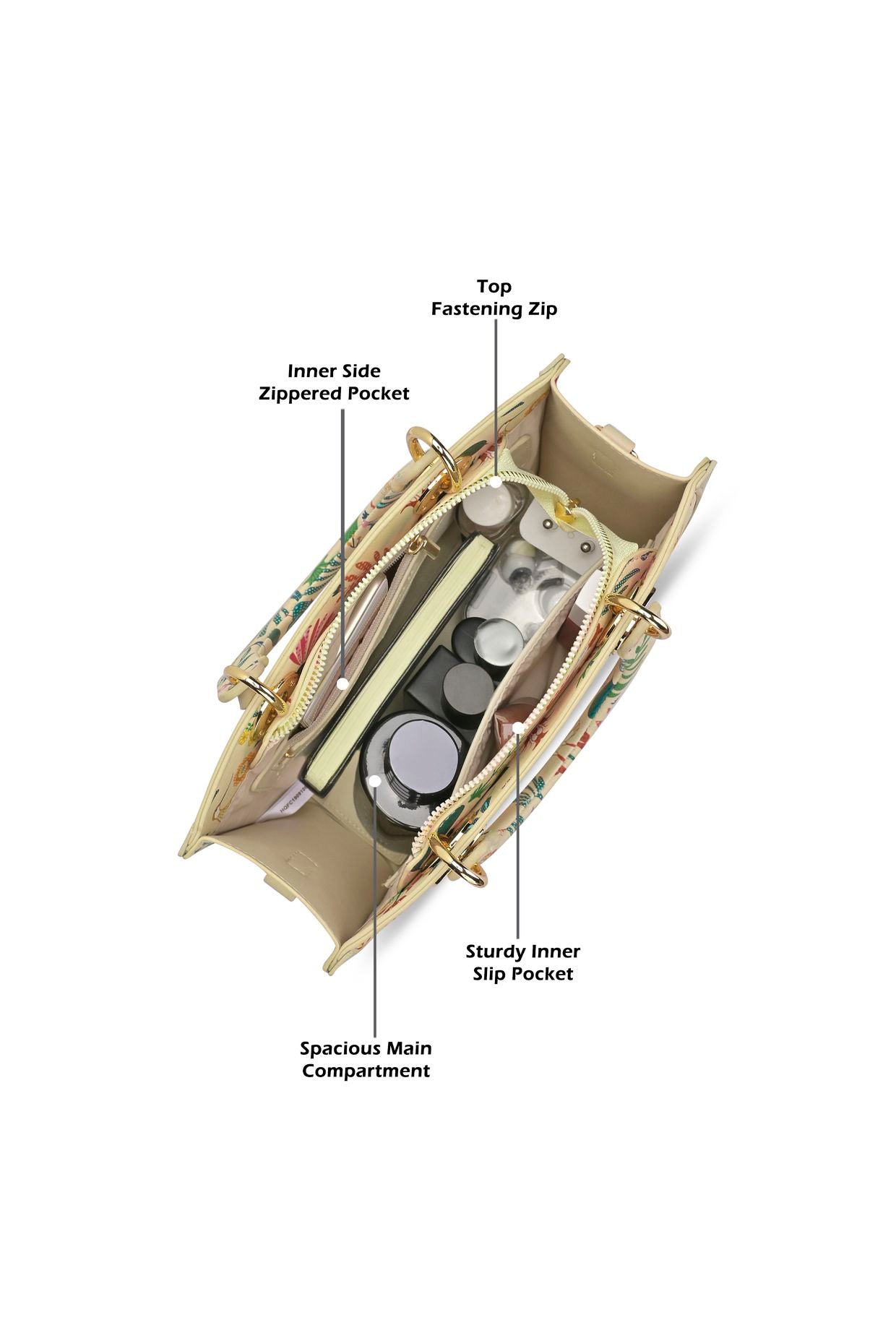 Lavie X Payal Singhal Limited Edition Off White Saras Print Women's Box Satchel Handbag