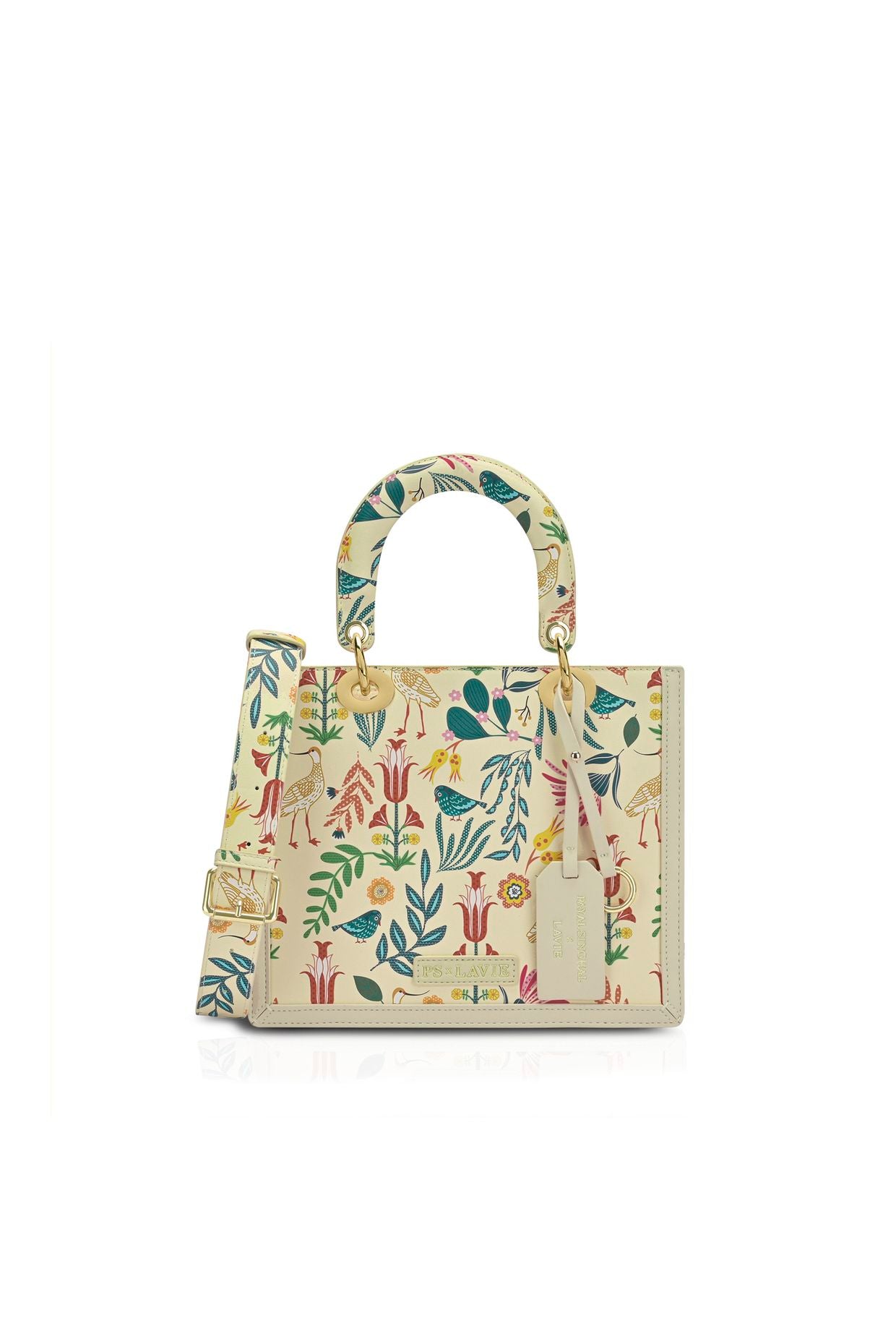 Lavie X Payal Singhal Limited Edition Off White Saras Print Women's Box Satchel Handbag