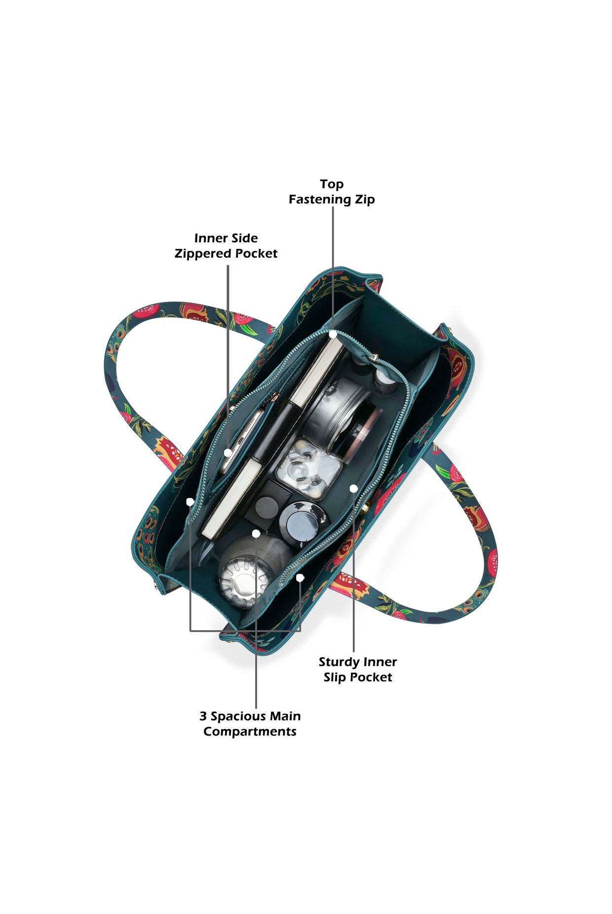 Lavie X Payal Singhal Limited Edition Teal Anar Mor 3C Women's Tote Bag