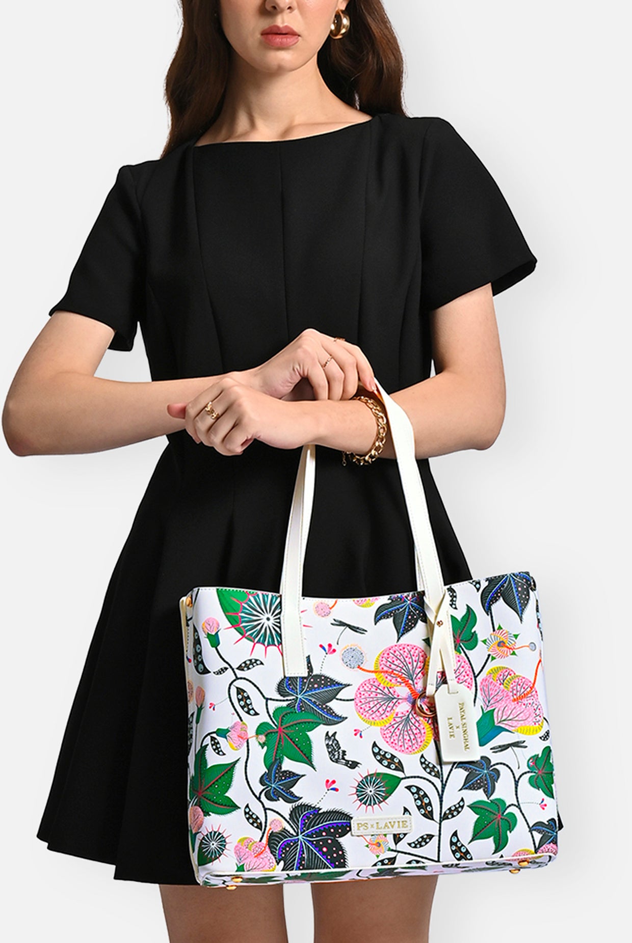 Lavie X Payal Singhal Limited Edition White Abutilon 3C Women's Tote Bag
