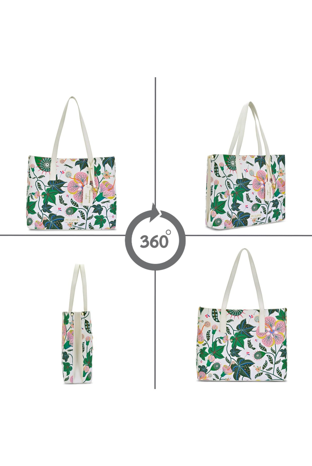 Lavie X Payal Singhal Limited Edition White Abutilon 3C Women's Tote Bag
